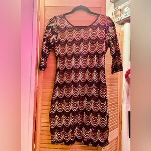 Windsor Black and Gold Sequin Dress Size L. NWT.